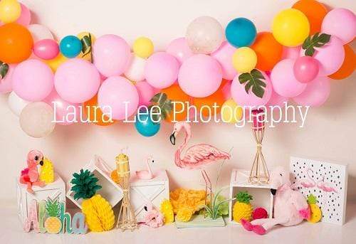 Kate Flamingo Party Children Balloons Backdrop for Photography Designed by Laura Lee Photography - Kate Backdrop AU