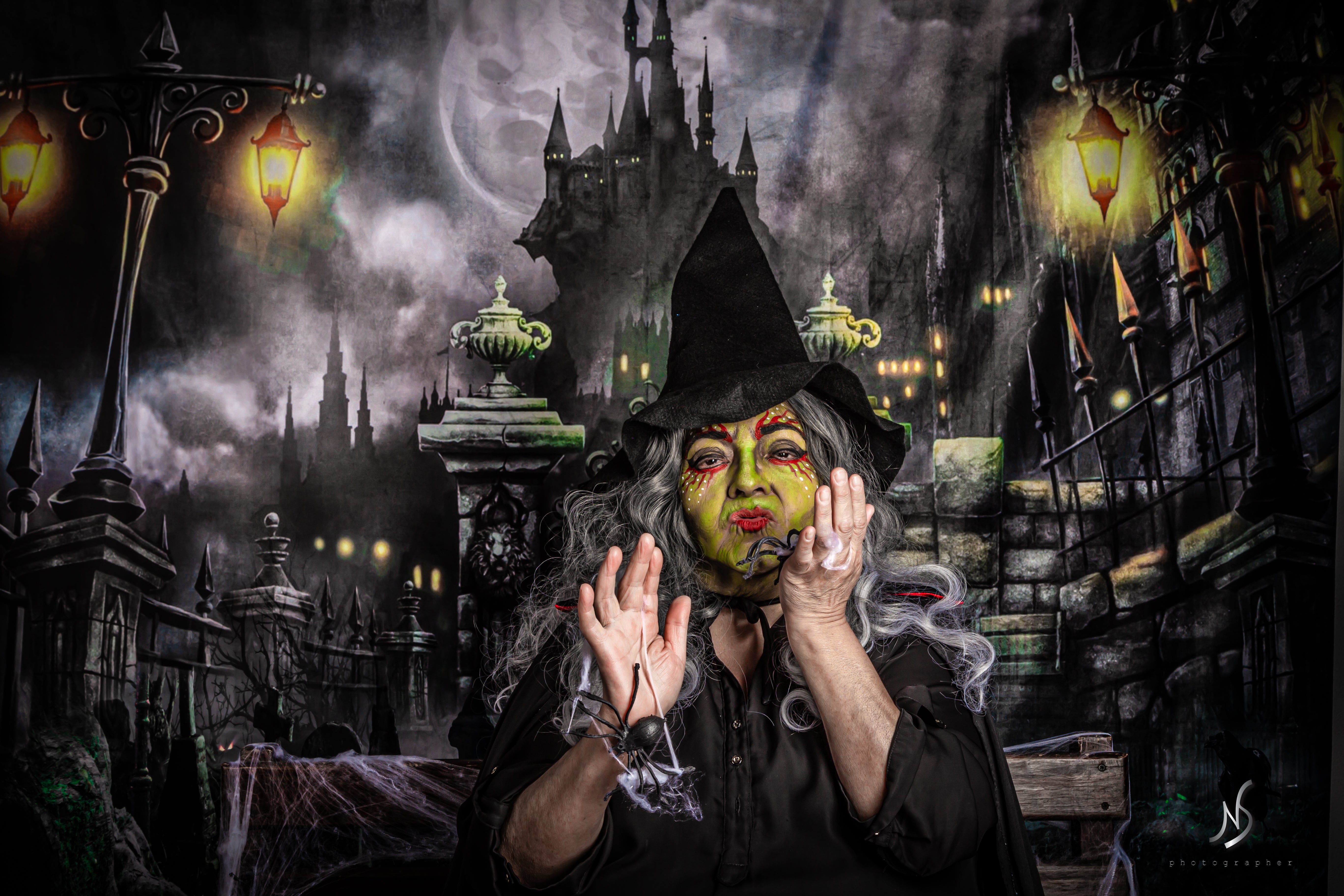 Kate Halloween Pumpkin Backdrop Castle Night Moon for Photography - Kate Backdrop AU