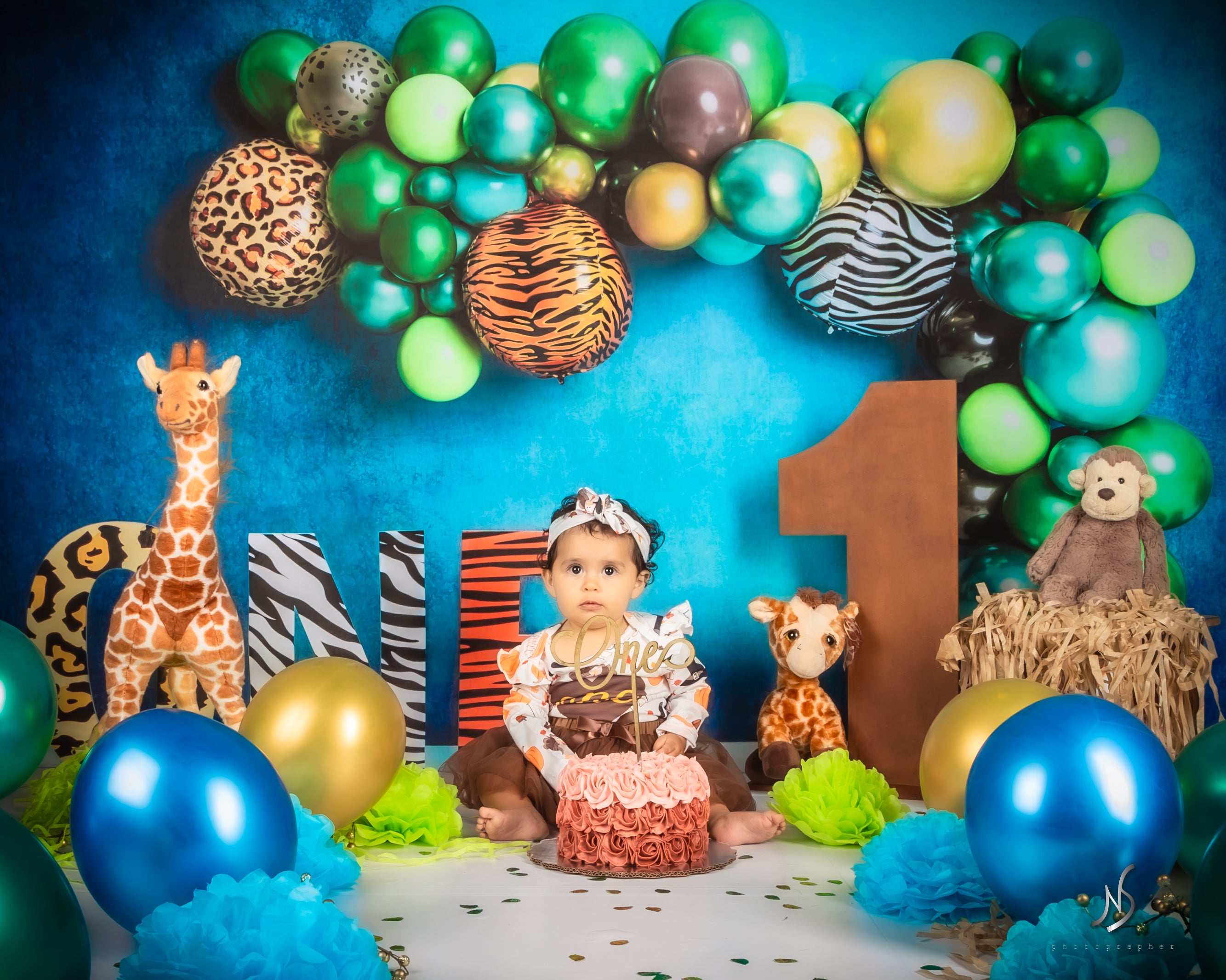Kate Jungle First Birthday Backdrop for Photography Designed by Kerry Anderson - Kate Backdrop AU