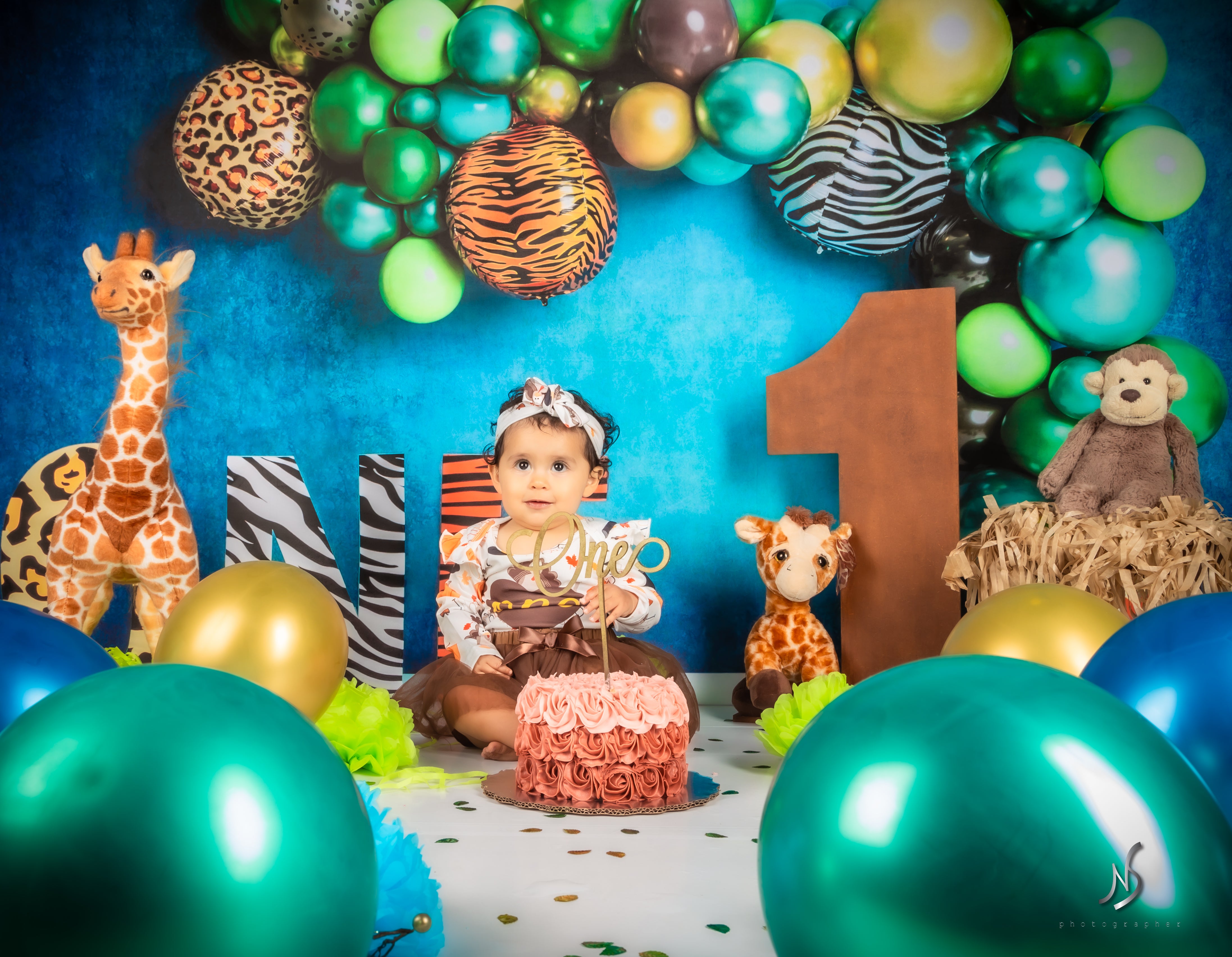 Kate Jungle First Birthday Backdrop for Photography Designed by Kerry Anderson - Kate Backdrop AU