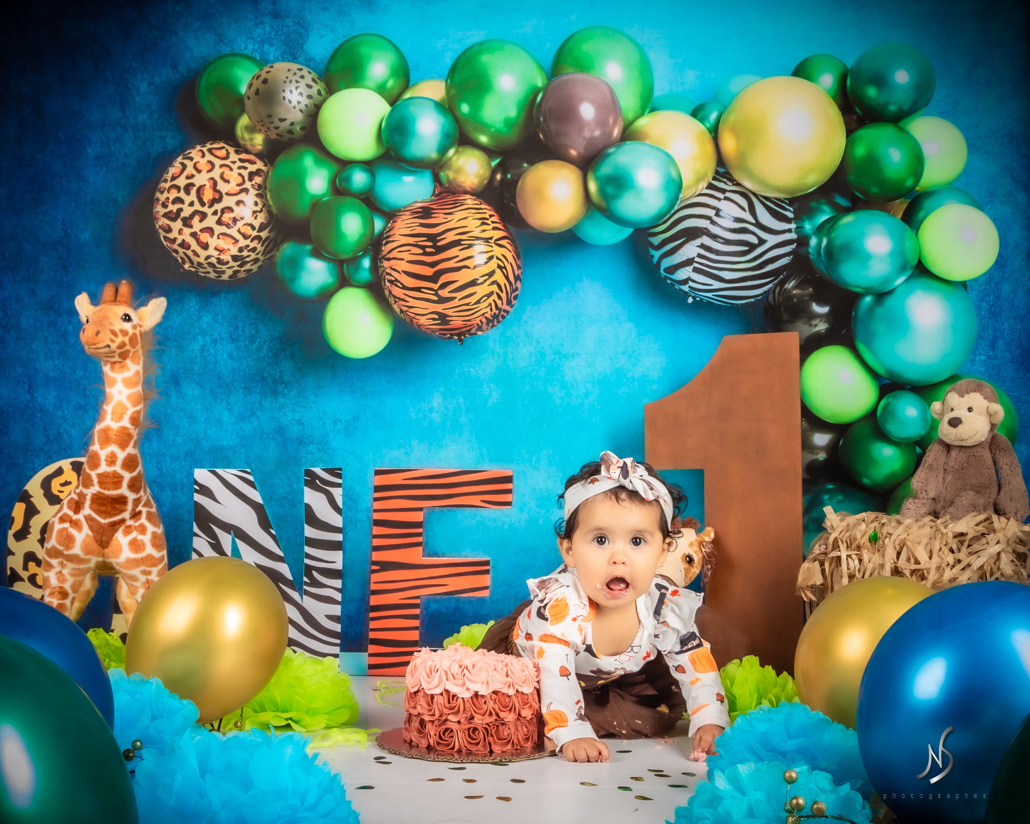 Kate Jungle First Birthday Backdrop for Photography Designed by Kerry Anderson - Kate Backdrop AU