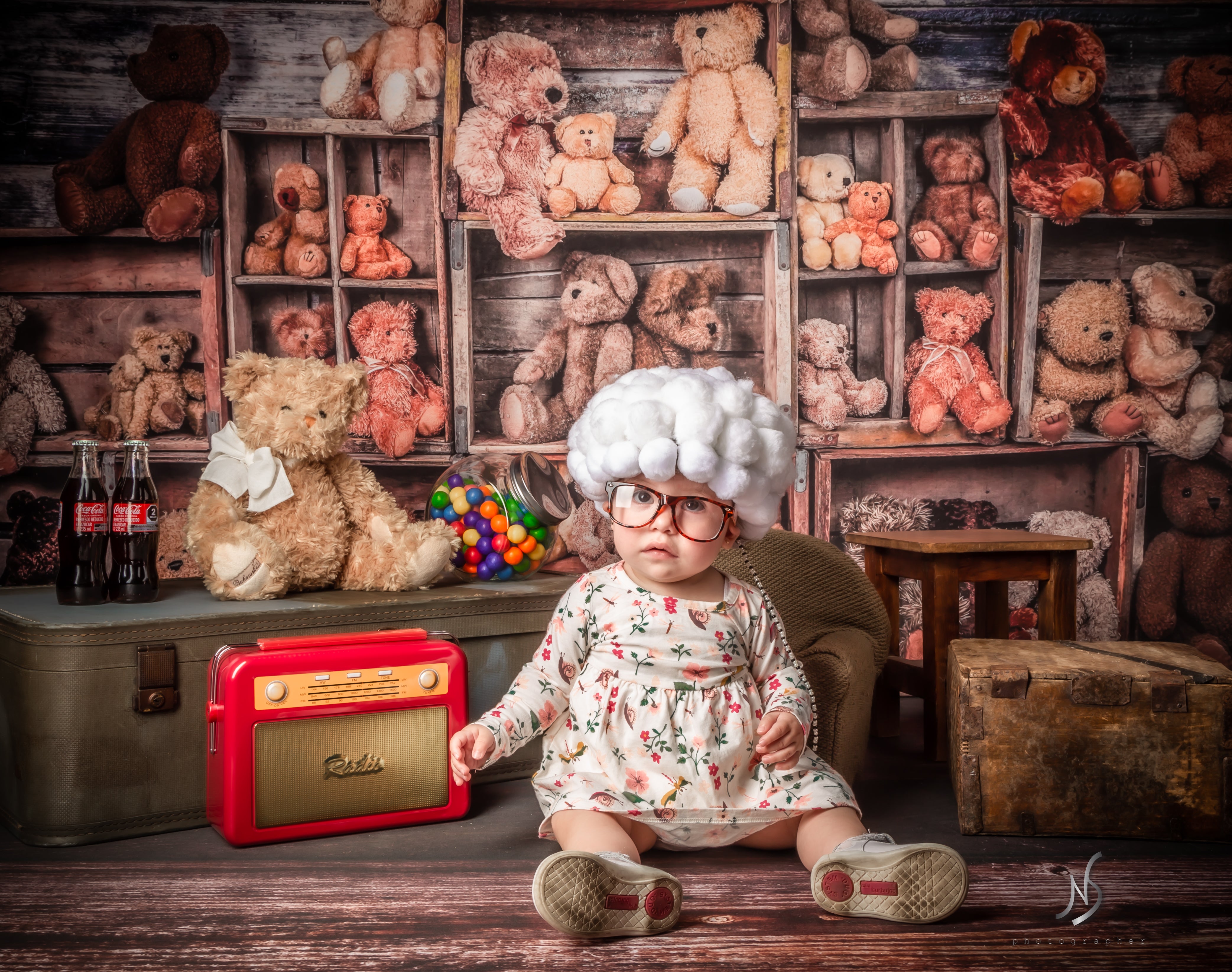 Kate Bear Crates Backdrop designed by Arica Kirby - Kate Backdrop AU