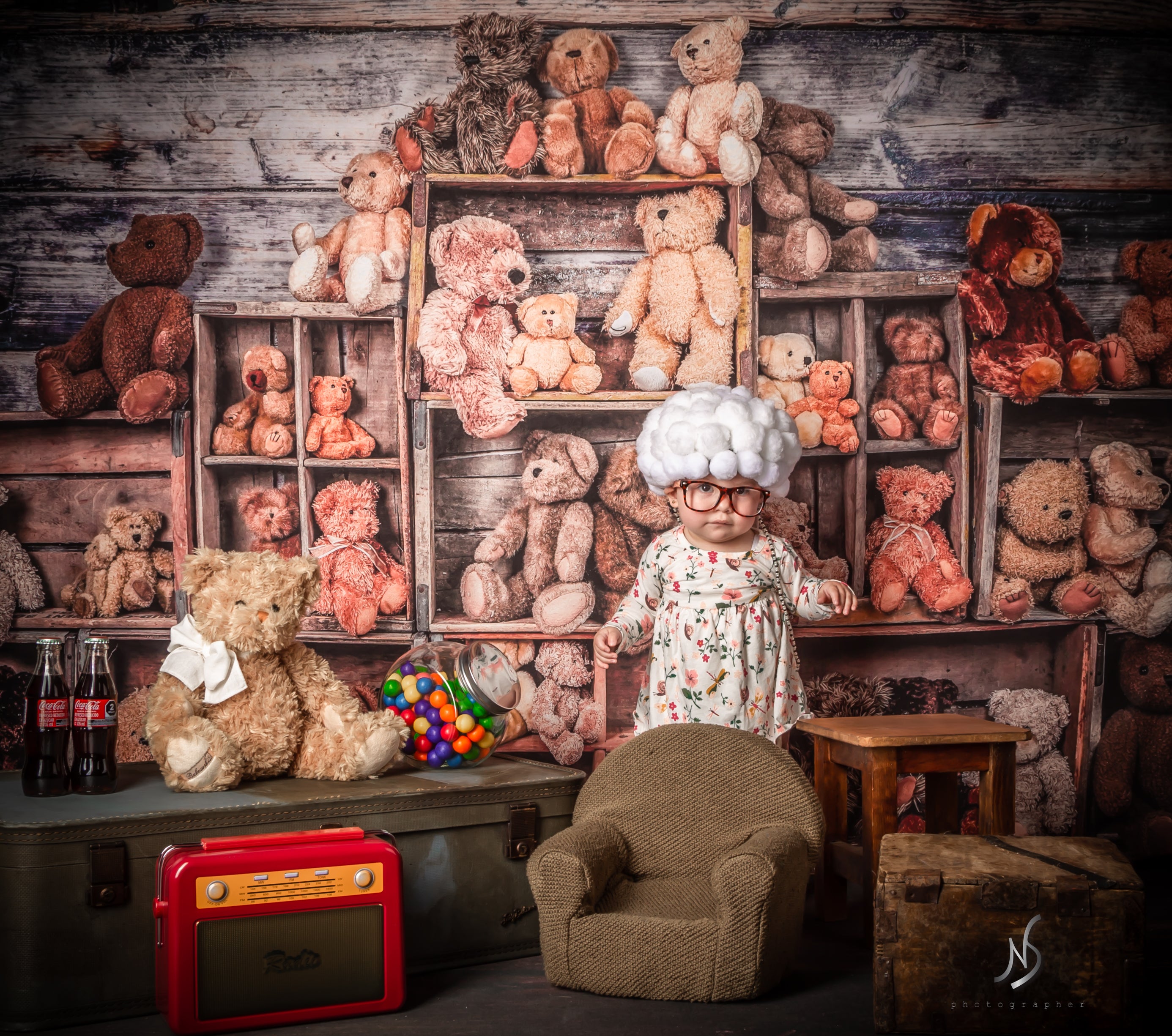 Kate Bear Crates Backdrop designed by Arica Kirby - Kate Backdrop AU