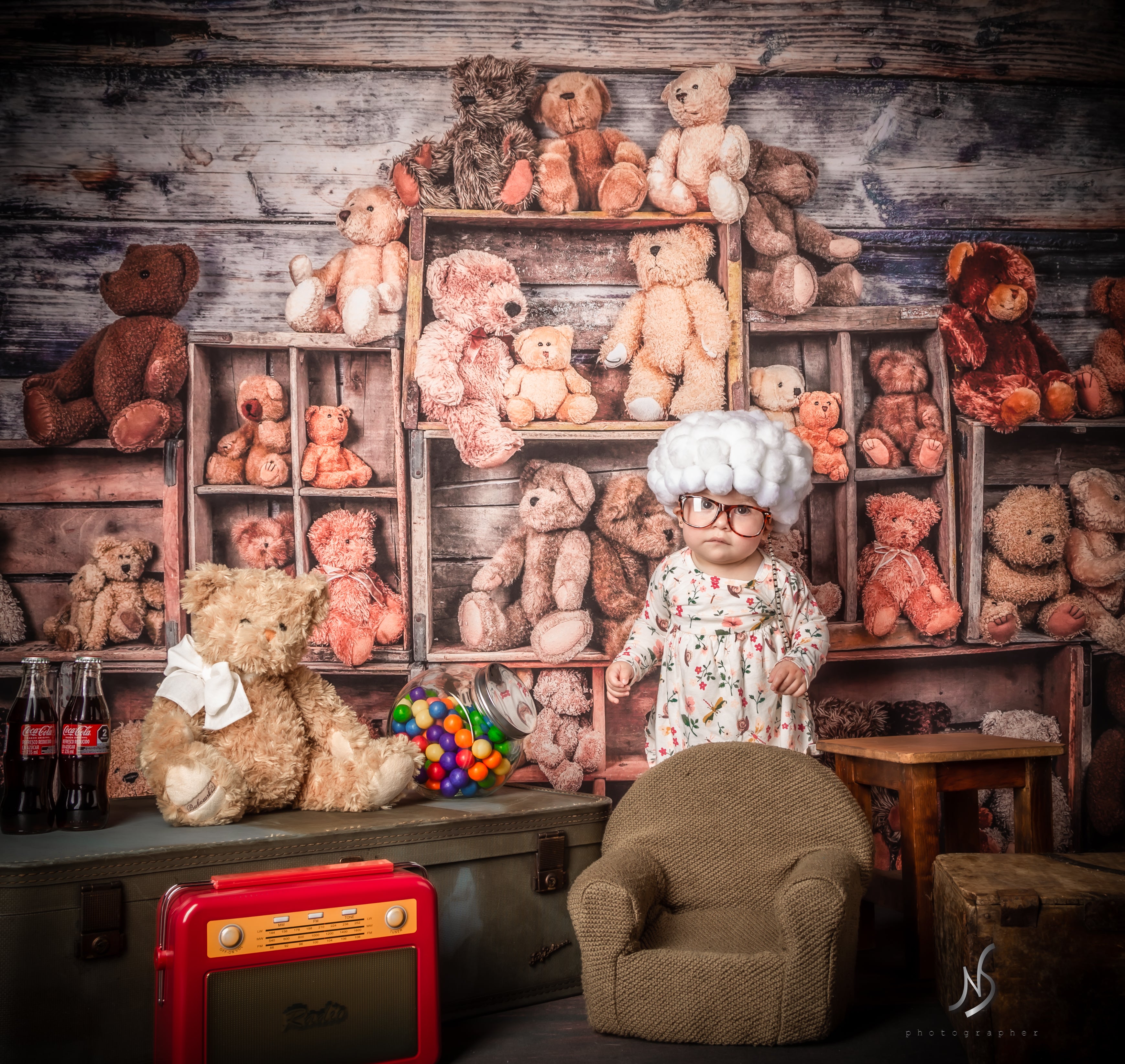 Kate Bear Crates Backdrop designed by Arica Kirby - Kate Backdrop AU