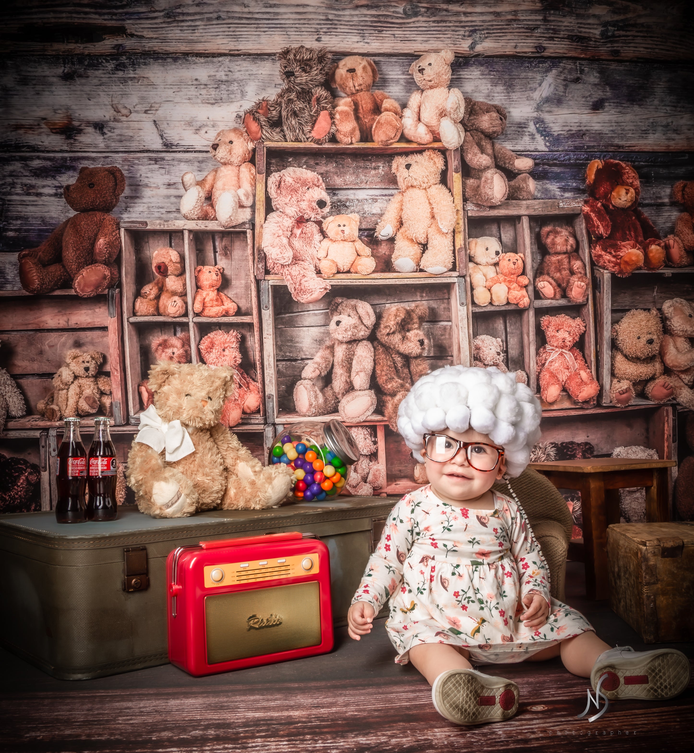 Kate Bear Crates Backdrop designed by Arica Kirby - Kate Backdrop AU