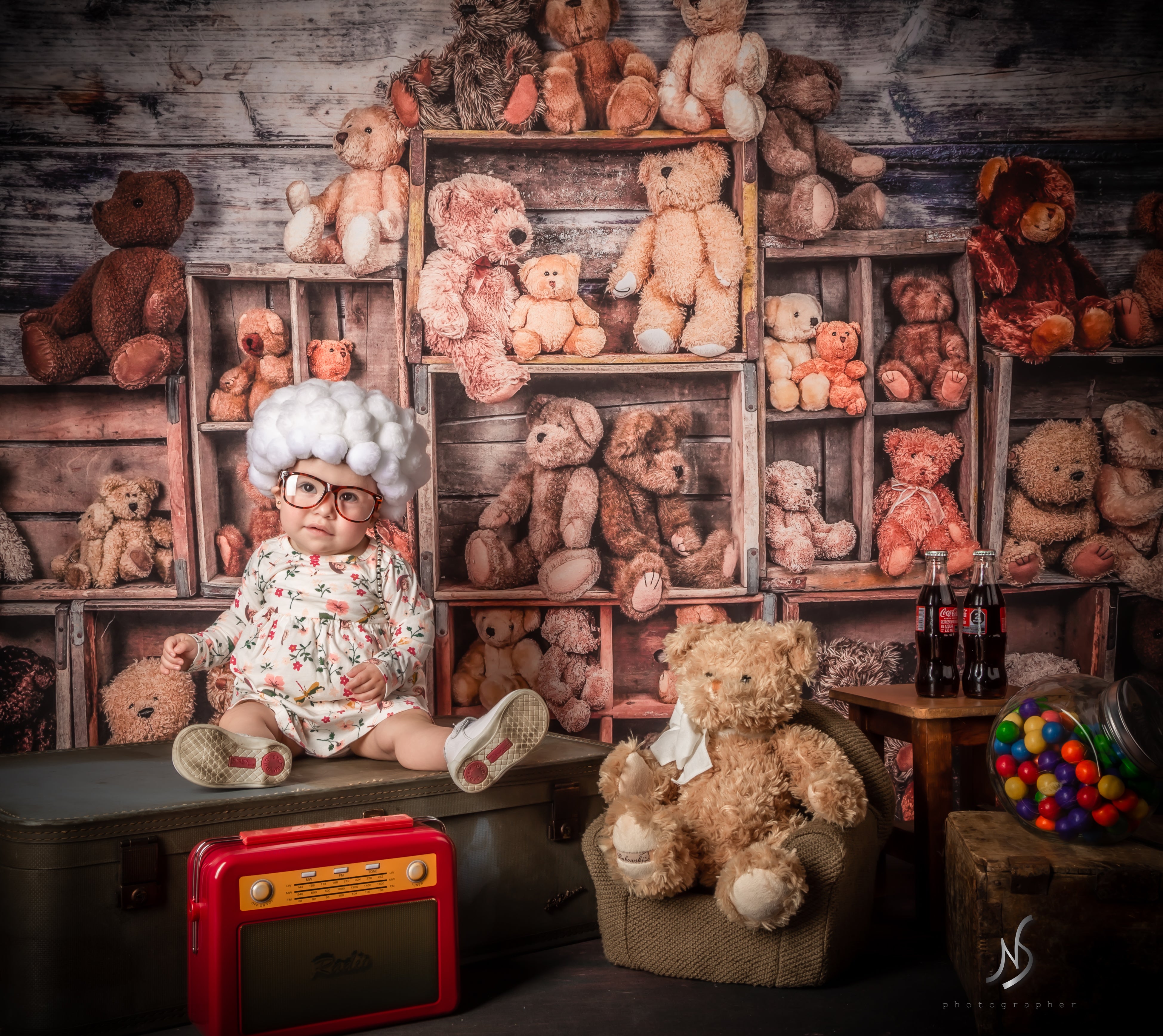 Kate Bear Crates Backdrop designed by Arica Kirby - Kate Backdrop AU