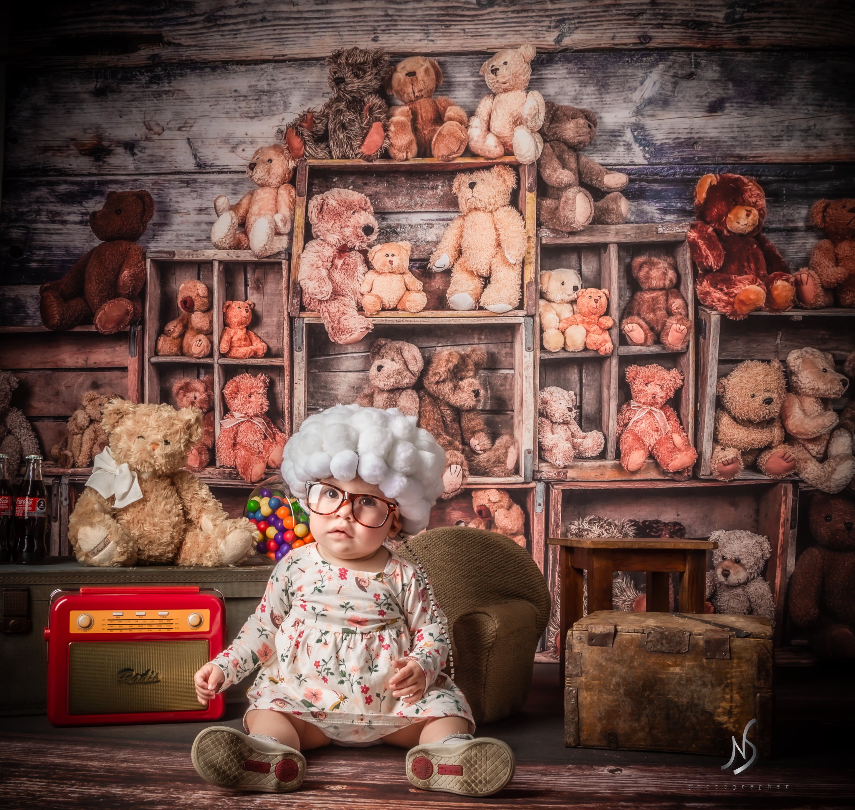Kate Bear Crates Backdrop designed by Arica Kirby - Kate Backdrop AU