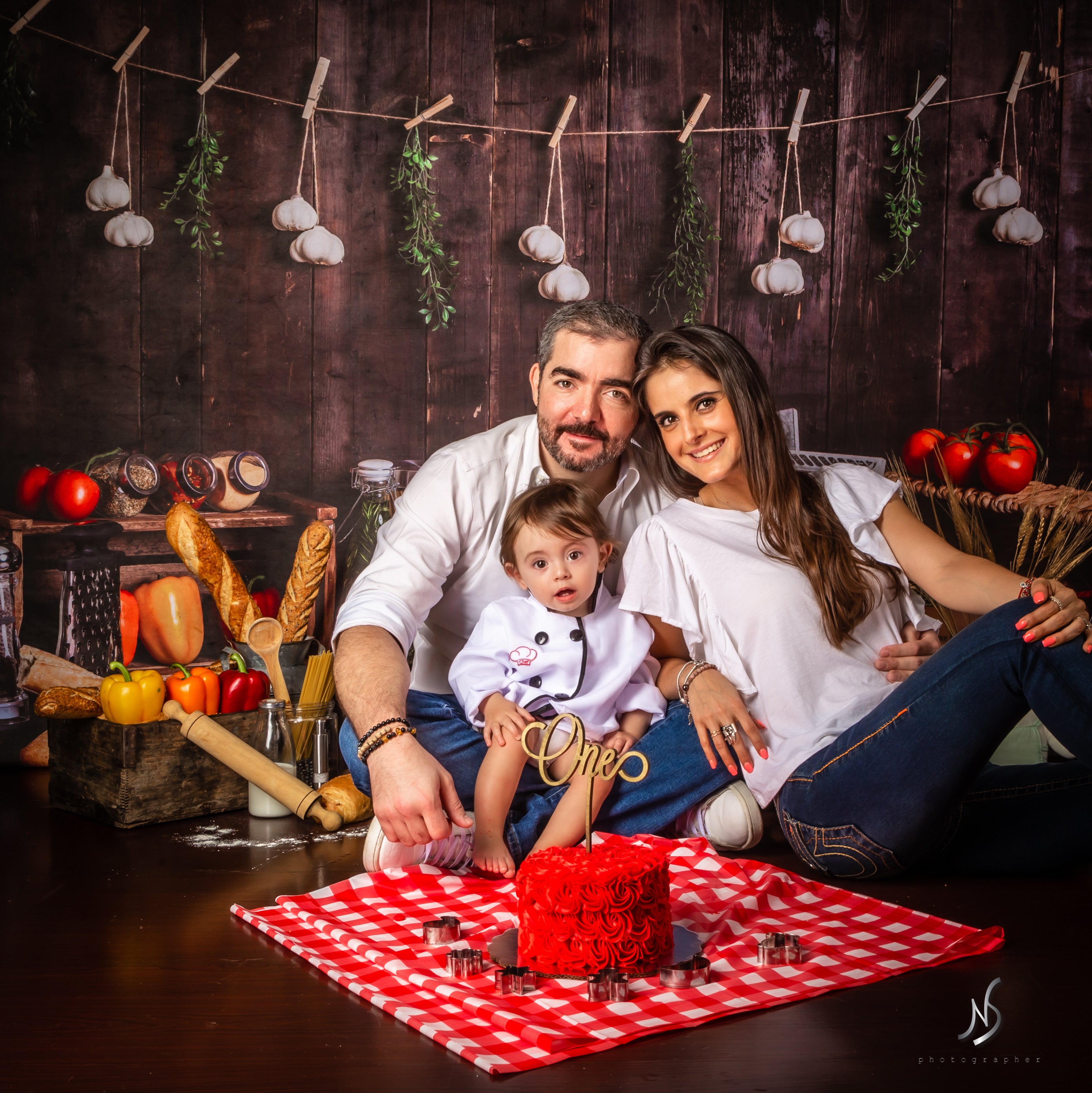 Kate Wood Kitchen Backdrop+Dark Wood Rubber Floor Mat - Kate Backdrop AU