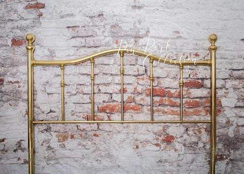 Kate Full Brass Bed Headboard Brick Wall Backdrop for Photography Designed by Pine Park Collection - Kate Backdrop AU