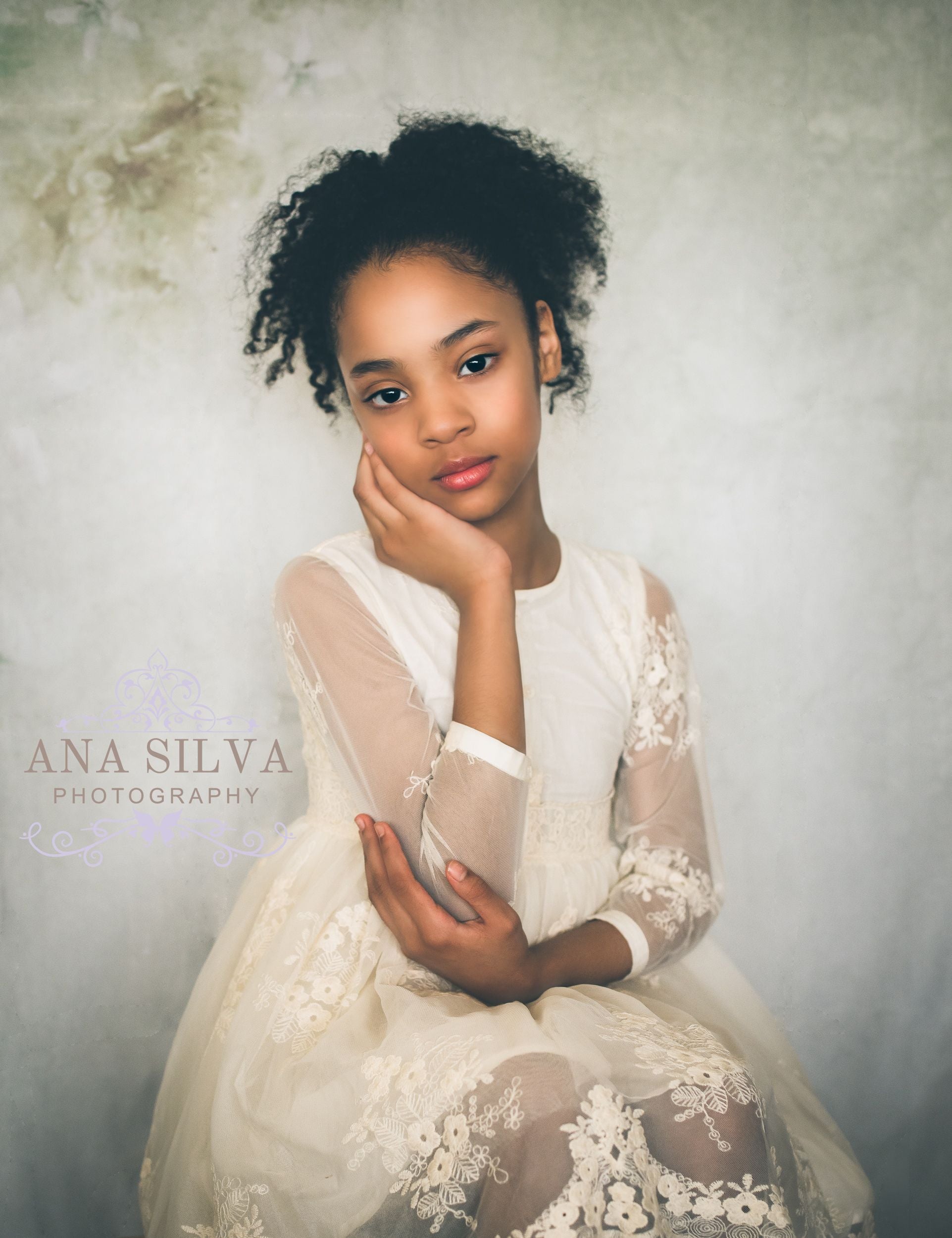 Kate Fine Art Watercolors Green Flowers Abstract Backdrop designed by Veronika Gant - Kate Backdrop AU