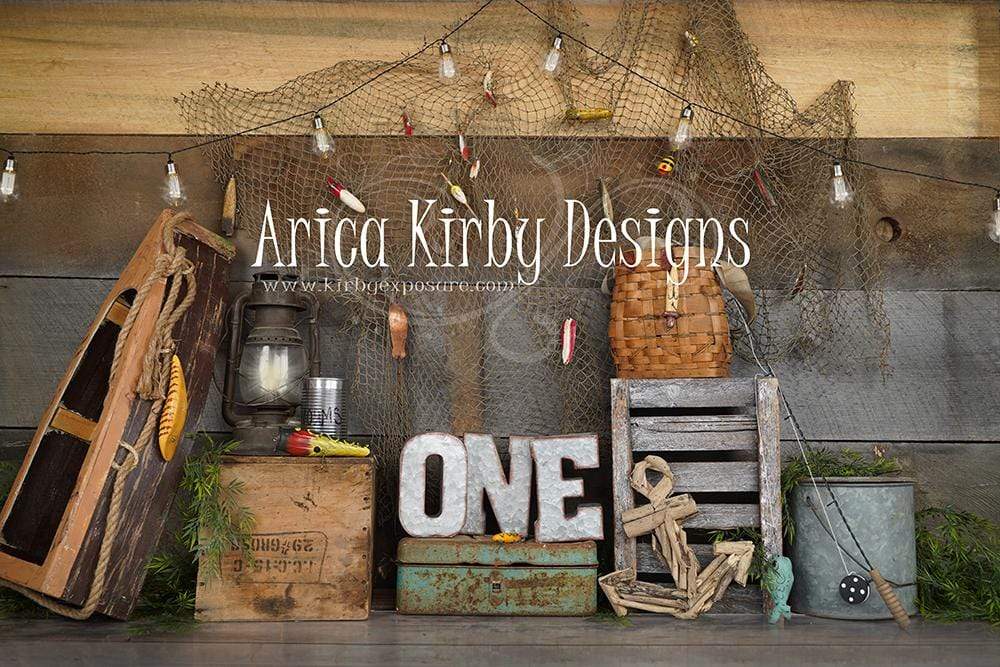 Kate Children 1st Birthday Go Fishing Backdrop for Photography Designed By Arica Kirby - Kate Backdrop AU