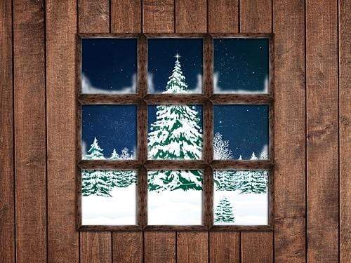 Kate Christmas Window Snow View Wooden Backdrop for Photography Designed By Jerry_Sina - Kate Backdrop AU