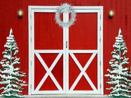 Kate Christmas Entry with Red Barn Backdrop Designed By Jerry_Sina - Kate Backdrop AU