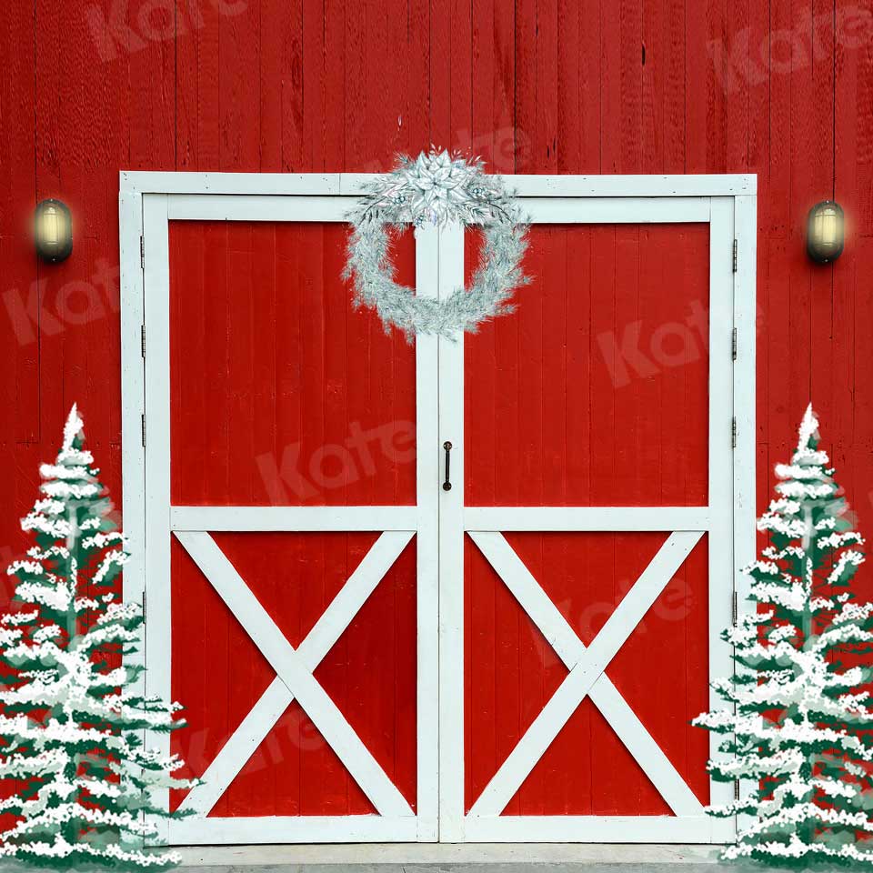 Kate Christmas Entry with Red Barn Backdrop Designed By Jerry_Sina - Kate Backdrop AU