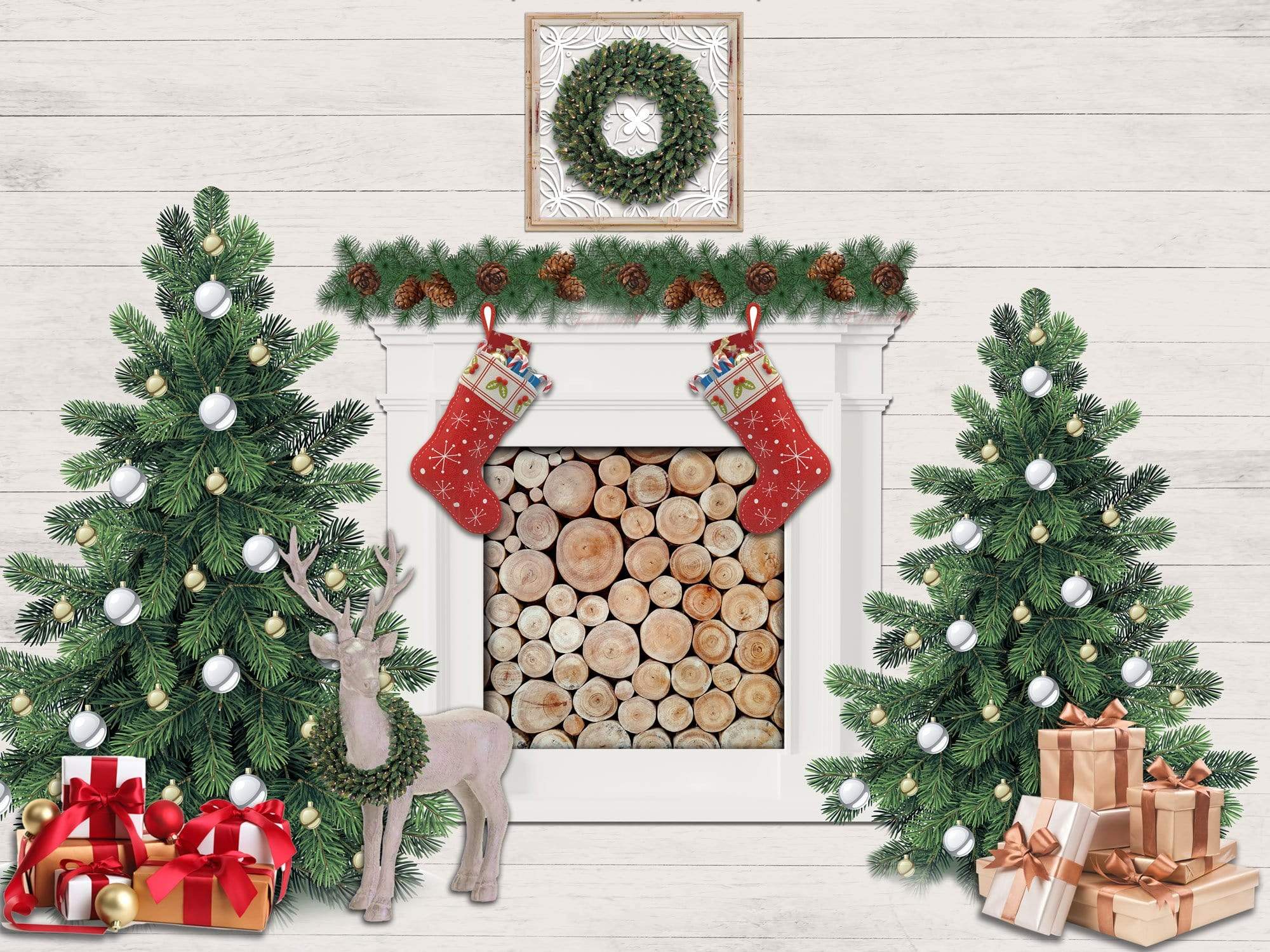 Kate Christmas Trees Gifts Room Backdrop Designed By Jerry_Sina - Kate Backdrop AU