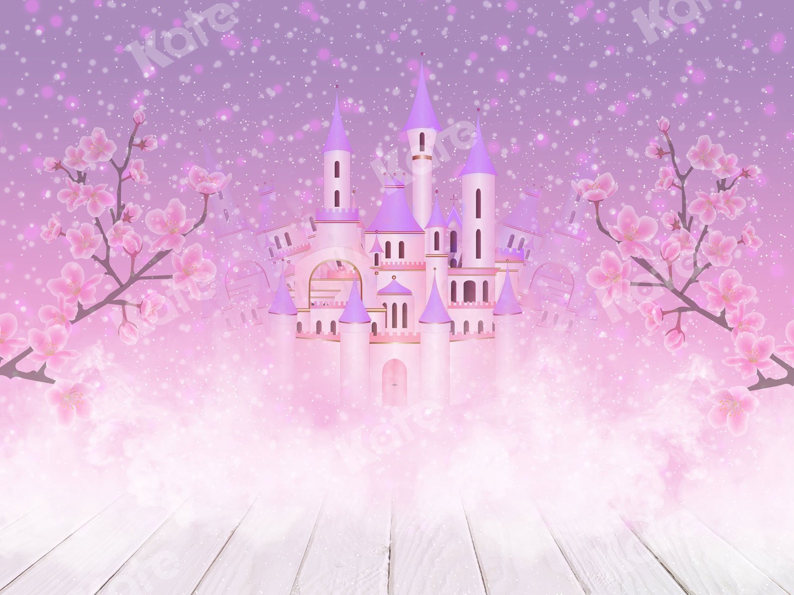 Kate Fairy Tale Backdrop Castle Pink Flowers Designed By JS Photography - Kate Backdrop AU