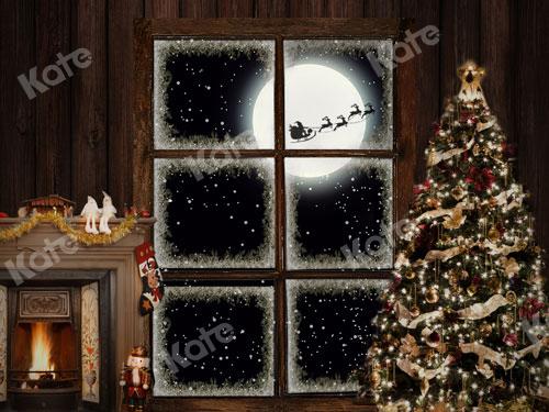 Kate Wood Window Night Christmas Backdrop Designed By JS Photography - Kate Backdrop AU