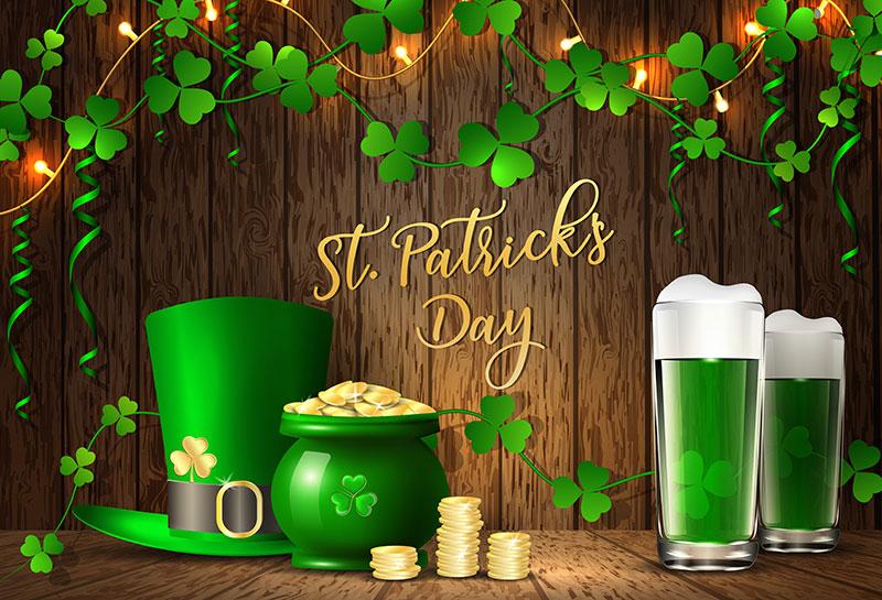 Kate St. Patrick's Day Shamrock Wood Beers Backdrop for Photography - Kate Backdrop AU