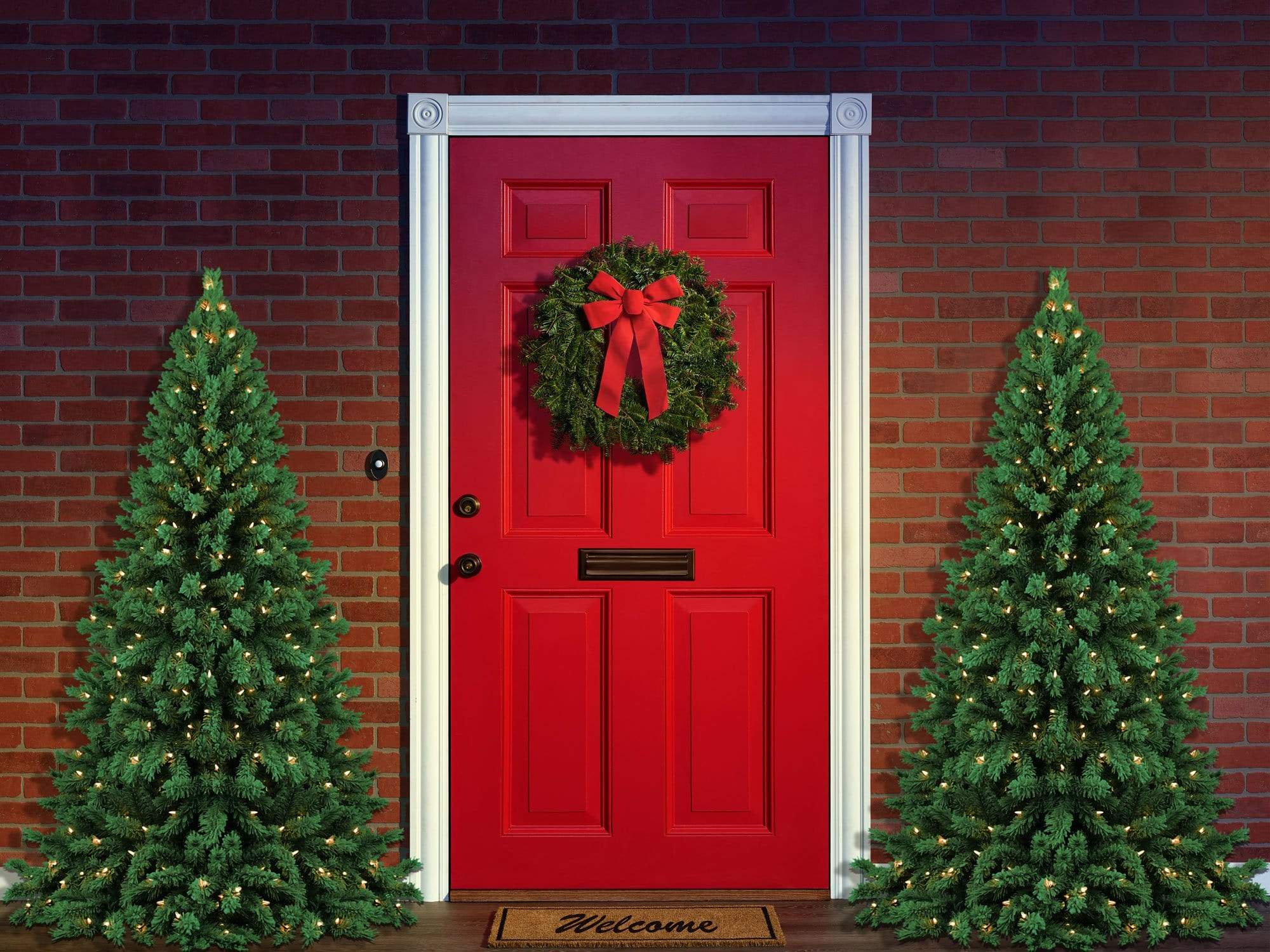 Kate Christmas Trees Red Door Backdrop Designed By Jerry_Sina - Kate Backdrop AU