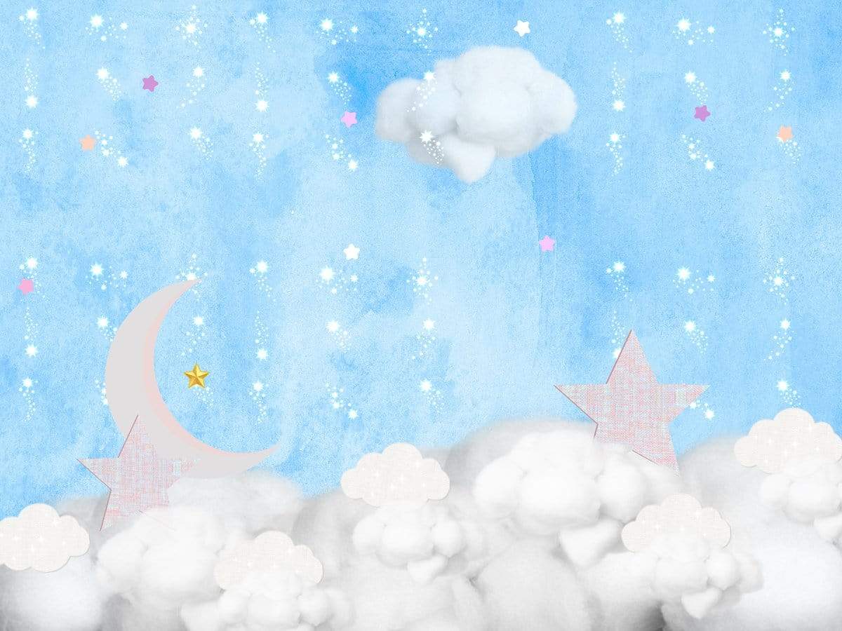 Kate Clouds with Moon and Stars Children Backdrop for Photography Designed by JFCC - Kate Backdrop AU
