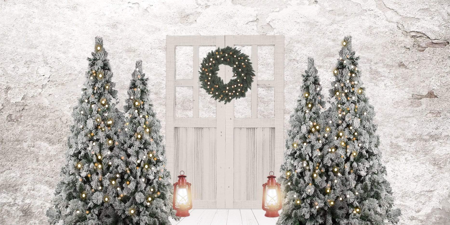 Kate Christmas Backdrop Xmas Trees Door for Photography - Kate Backdrop AU