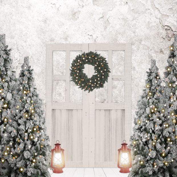 Kate Christmas Backdrop Xmas Trees Door for Photography - Kate Backdrop AU