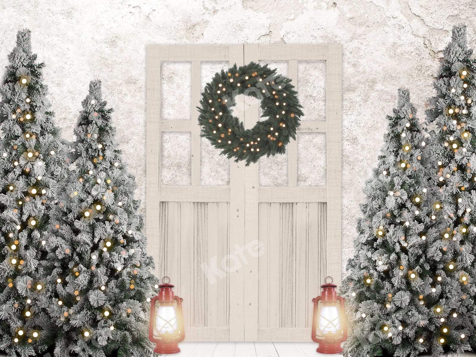 Kate Christmas Backdrop Xmas Trees Door for Photography - Kate Backdrop AU