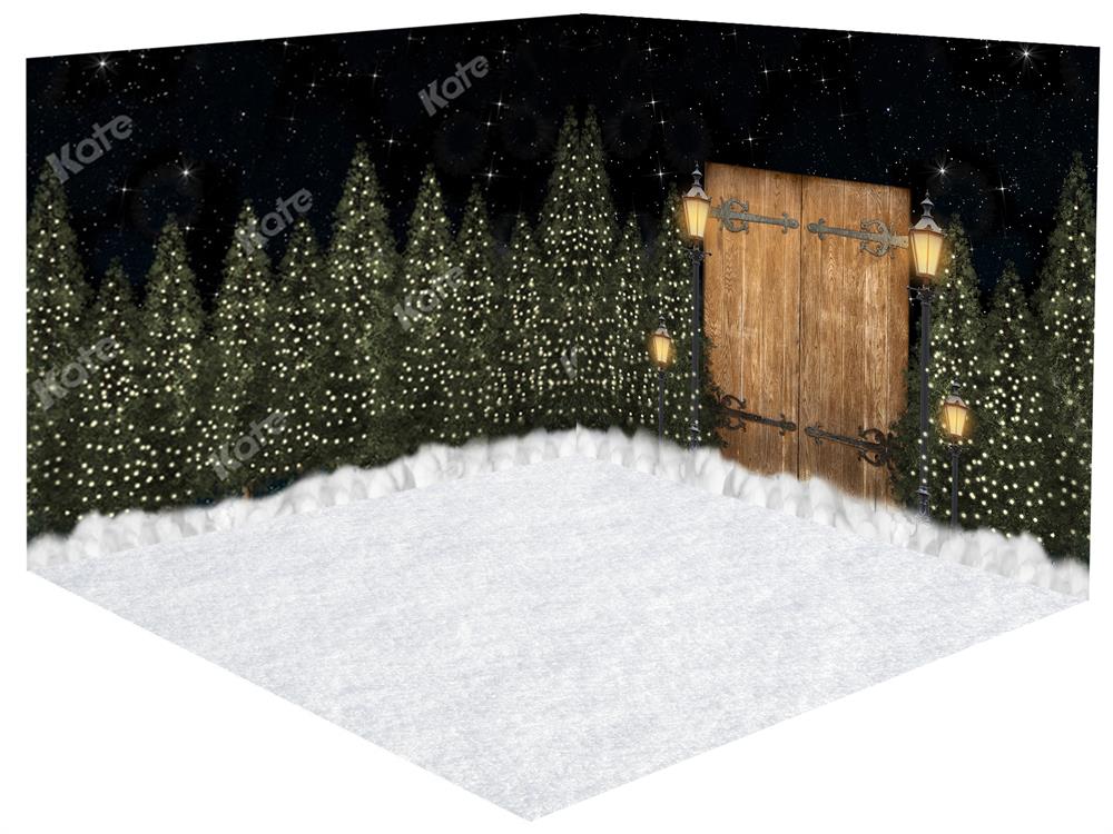 Kate Christmas Trees Snow Winter Room Set - Kate Backdrop AU