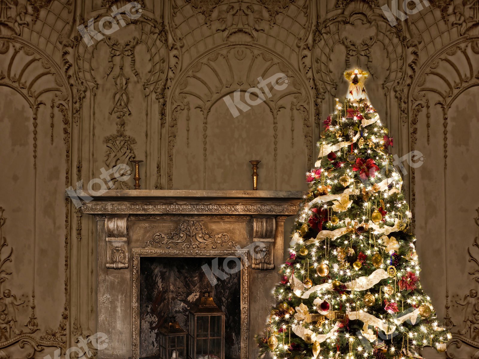 Kate Christmas Brown Retro Wall Backdrop for Photography - Kate Backdrop AU