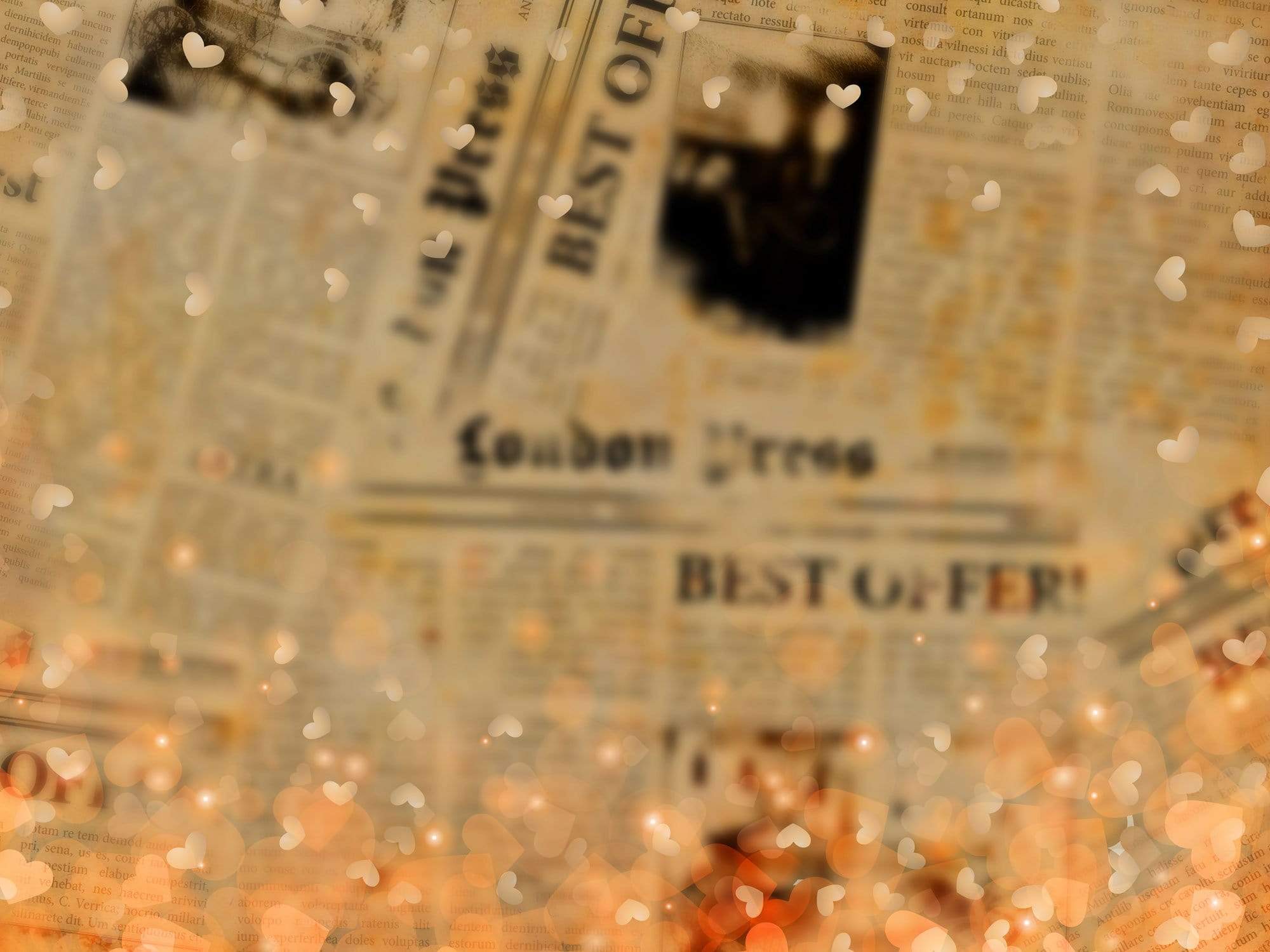 Kate Valentine's Day Giltter Heart Newspaper Backdrop for Photography Designed by JFCC - Kate Backdrop AU