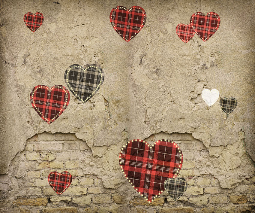 Kate Valentine's Day Love Heart Damaged Wall Backdrop for Photography Designed by JFCC - Kate Backdrop AU