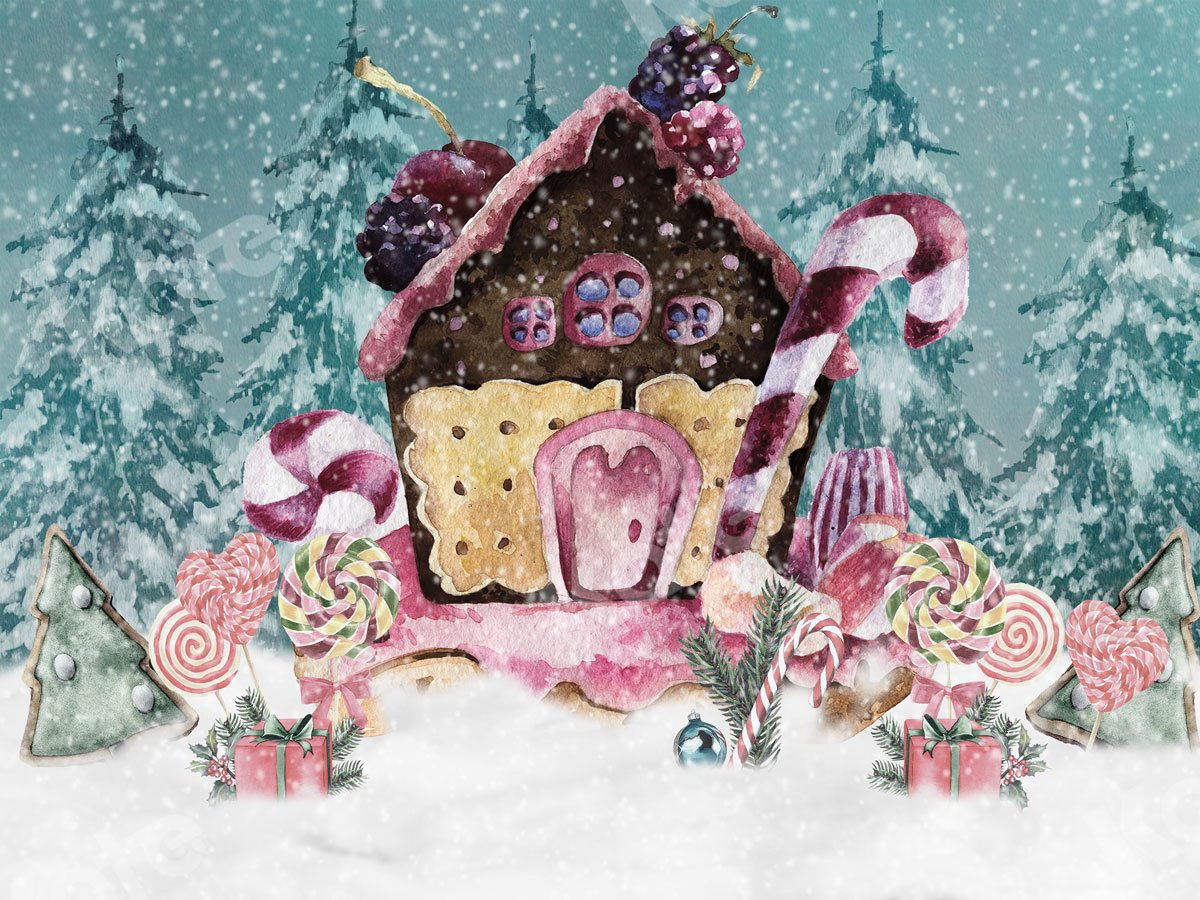 Kate Christmas Sugars Gingerbread Hot Cocoa Backdrop for Photography - Kate Backdrop AU