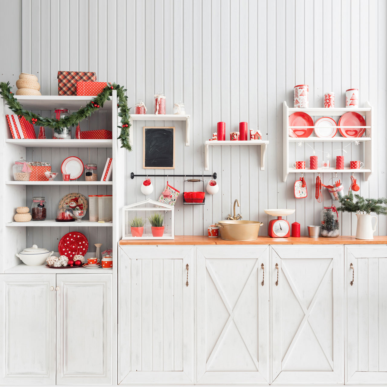 Kate Christmas Kitchen Backdrop White Wall for Photography - Kate Backdrop AU
