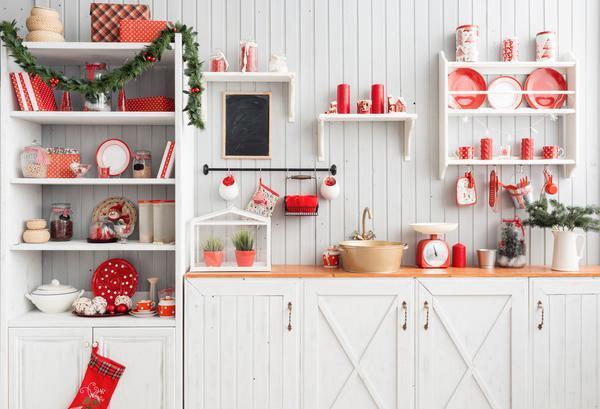 Kate Christmas Kitchen Backdrop White Wall for Photography - Kate Backdrop AU