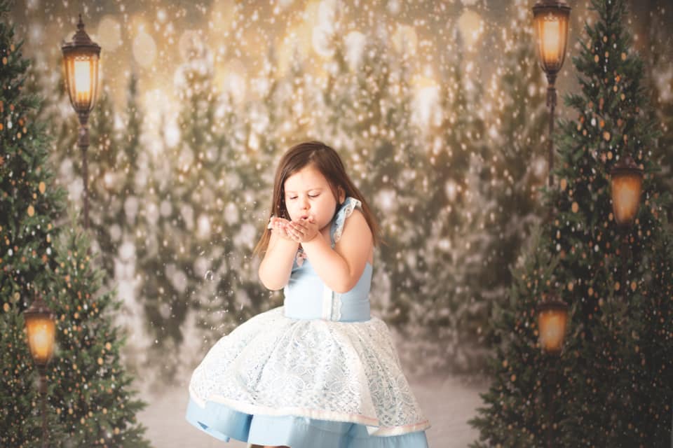 Kate Christmas Snow Forest Lights Backdrop for Photography - Kate Backdrop AU