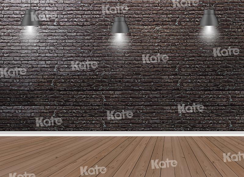 Kate Brick Wall Lights Wood Floor Backdrop for Photography - Kate Backdrop AU