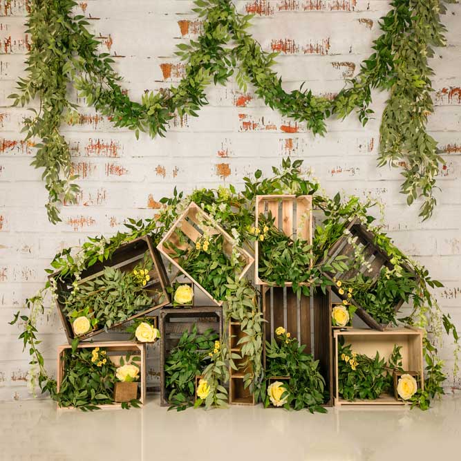Kate Spring Grass Decorations Brick Wall Backdrop Designed by Jia Chan Photography - Kate Backdrop AU