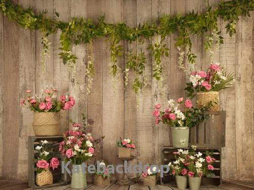 Kate Pink Floral Wooden Spring/Mother's Day Backdrop Designed by Jia Chan Photography - Kate Backdrop AU