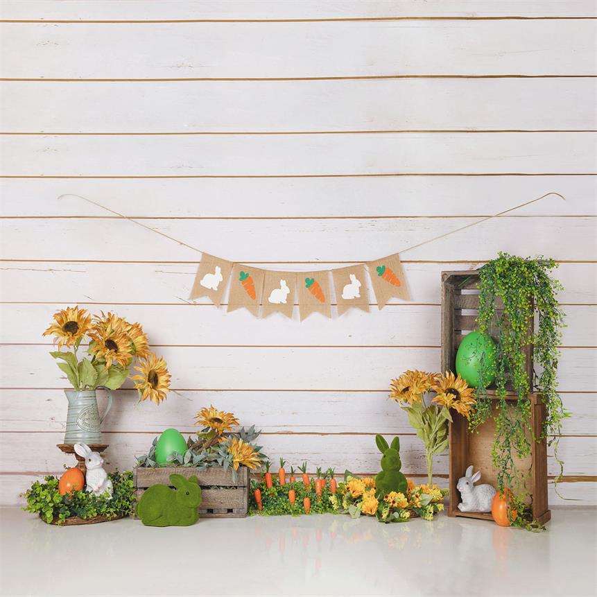 Kate Wooden Sunflower Rabbit Spring/Easter Backdrop for Photography Designed by Jia Chan Photography - Kate Backdrop AU