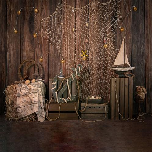 Kate Brown Wood Sailboat Anchor Summer Backdrop Designed by Jia Chan Photography - Kate Backdrop AU