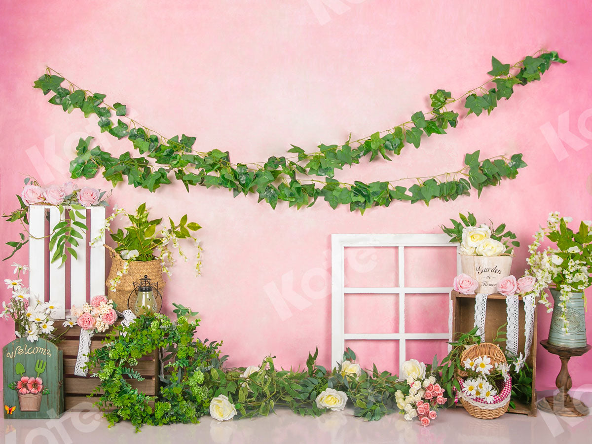 Kate Pink Barn Flowers Summer Backdrop Designed by Jia Chan Photography - Kate Backdrop AU