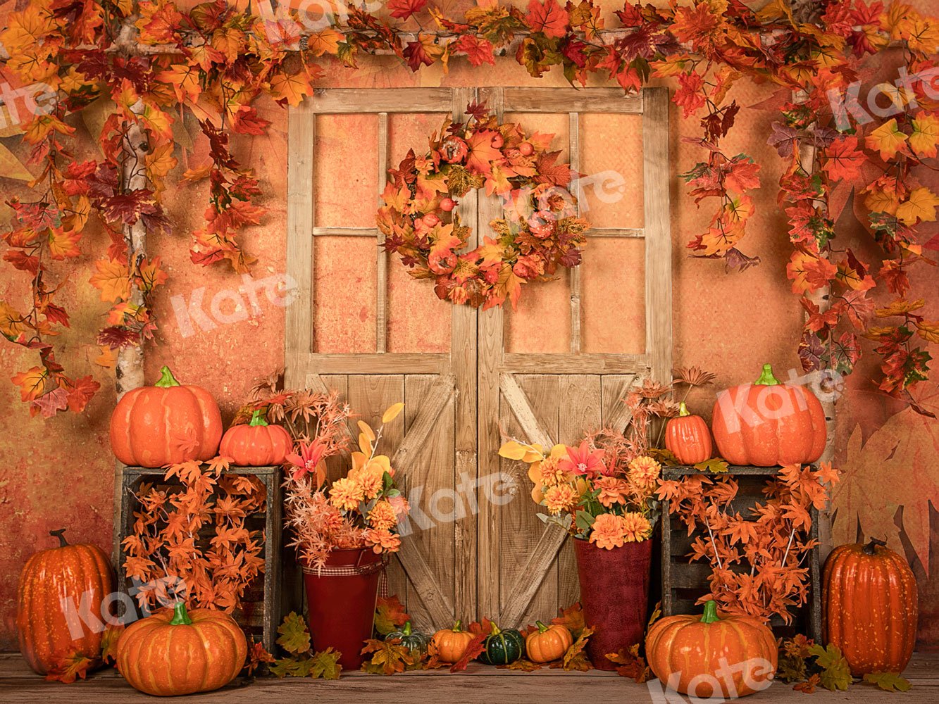 Kate Autumn Thanksgiving Pumpkin Backdrop Designed by Jia Chan Photography - Kate Backdrop AU