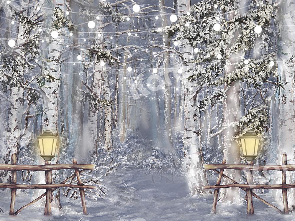 Kate Fine Art Backdrop Winter Snow Forest With Lights Designed by GQ - Kate Backdrop AU