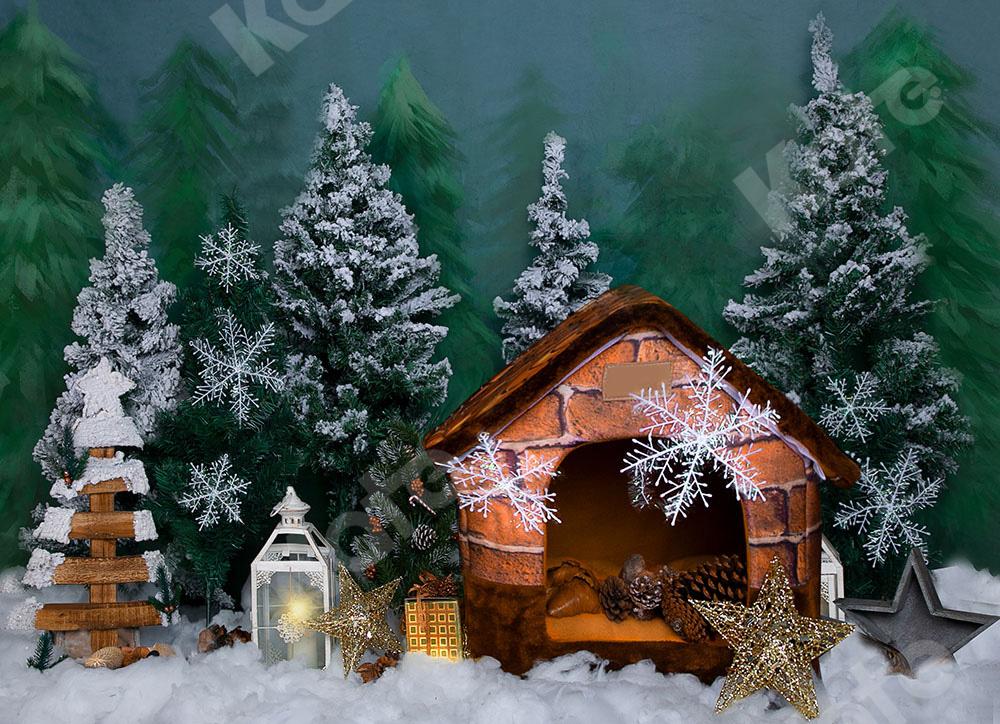 Kate Christmas Trees Backdrop Mini House Forest Designed by Emetselch - Kate Backdrop AU