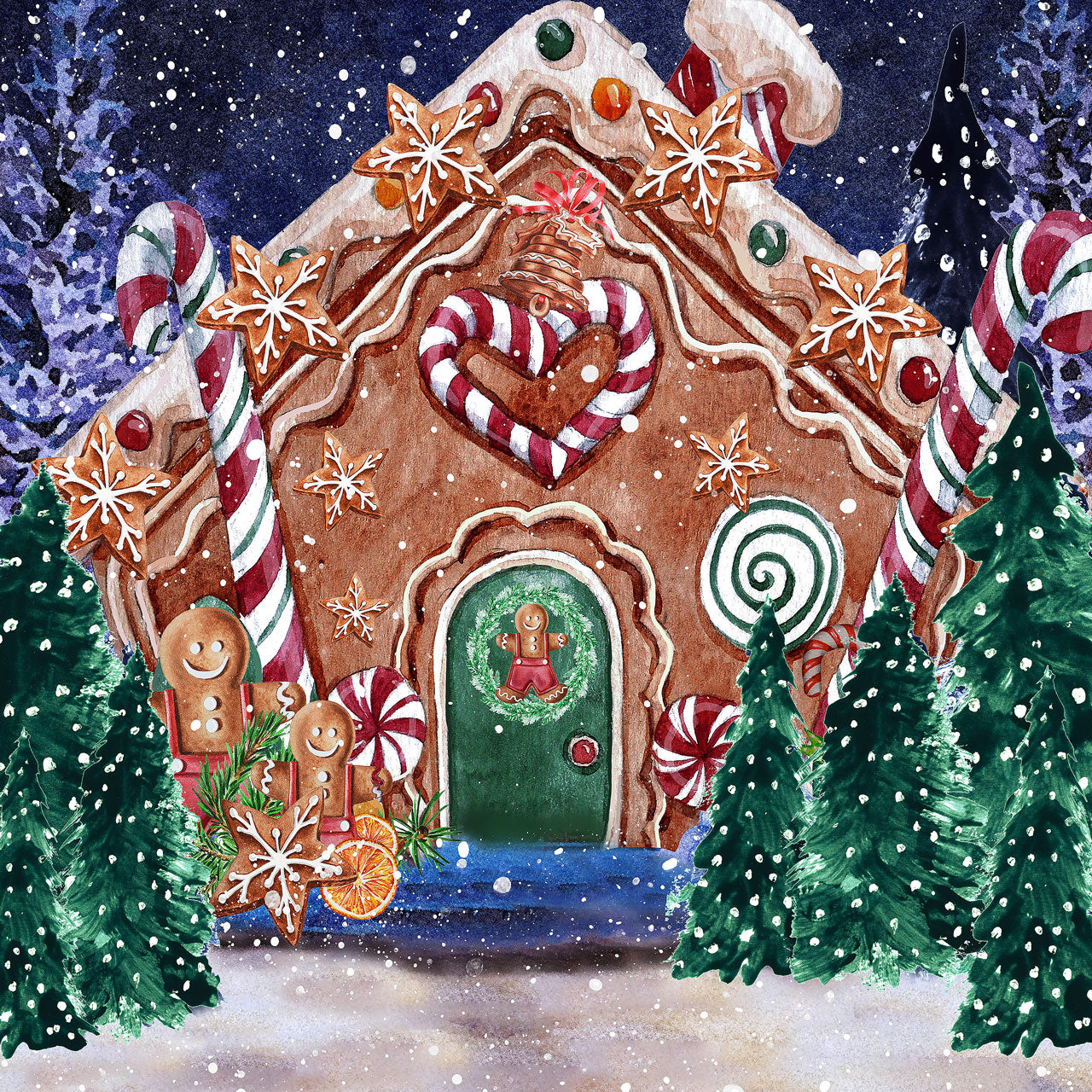 Kate Christmas Backdrop Outside Gingerbread House Designed by GQ - Kate Backdrop AU