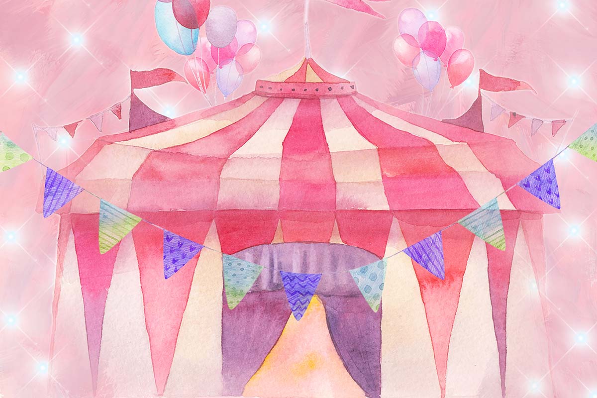 Kate Cake Smash Pink Circus Backdrop Designed by GQ - Kate Backdrop AU