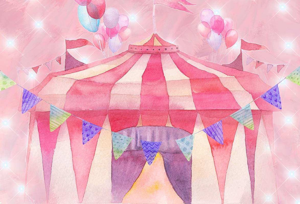 Kate Cake Smash Pink Circus Backdrop Designed by GQ - Kate Backdrop AU