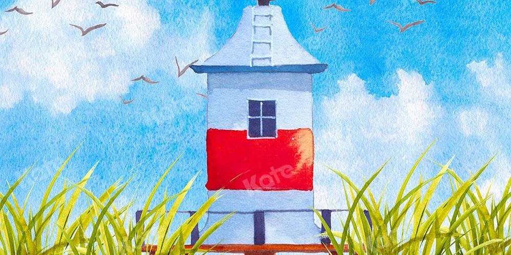 Kate Spring Windmill Blue Sky White Clouds Backdrop Designed by GQ - Kate Backdrop AU