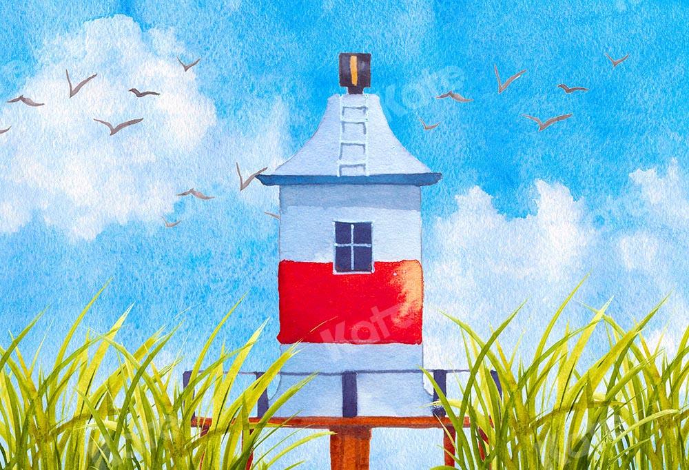 Kate Spring Windmill Blue Sky White Clouds Backdrop Designed by GQ - Kate Backdrop AU