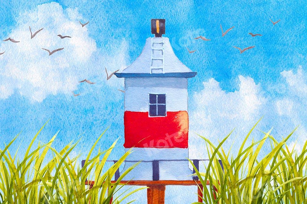 Kate Spring Windmill Blue Sky White Clouds Backdrop Designed by GQ - Kate Backdrop AU